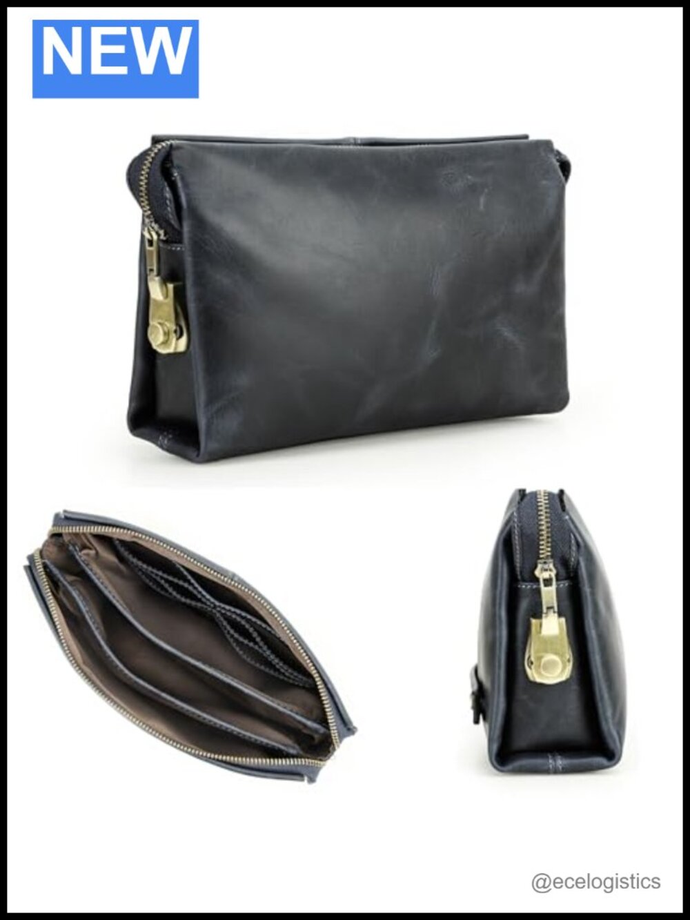 Top Grain Genuine Leather Clutch Wallet Retro Handmade RFID
